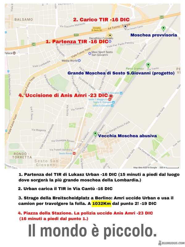 mappa Sesto San Giovanni con indicazioni attentato di Berlino