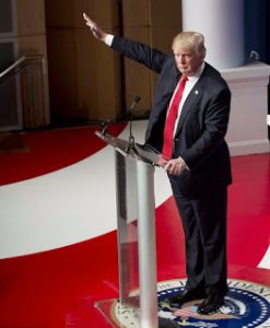 Trump waves, photo maliciously implying a nazi salute