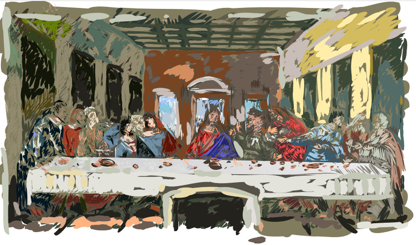 reinterpreting the painting Last Supper by Leonardo Da Vinci